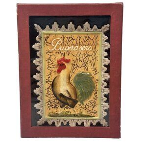 MWW Market Rooster Mini Plates Ceramic 3D Kimberly Poloson Art 4.5  x 6 Inch